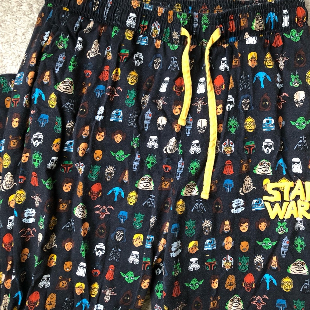 Star Wars Black Pajama Bottoms with Character men’s Size Medium